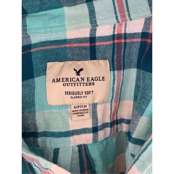 American Eagle Button Up Linen Blend Top Womens Small Seriously Soft - Picture 3 of 4
